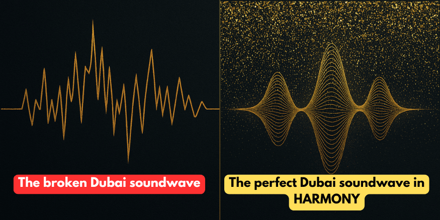 The broken Dubai soundwave vs The perfect Dubai soundwave in HARMONY